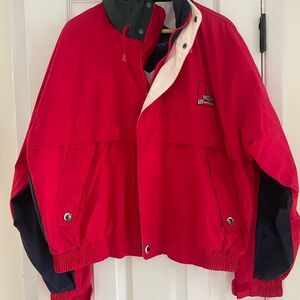 Swingster Vintage Men’s Red White Navy Green Jacket LeTourneau Size Large